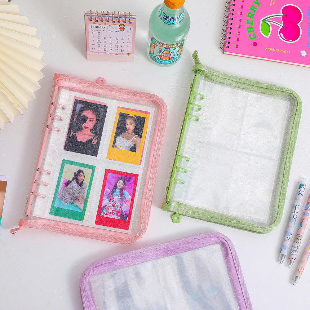 PHOTOCARD HOLDERS GLITTER BINDER A5 + 20 DOUBLE-SIDED PLASTIC SHEETS WITH 8 POCKETS EACH