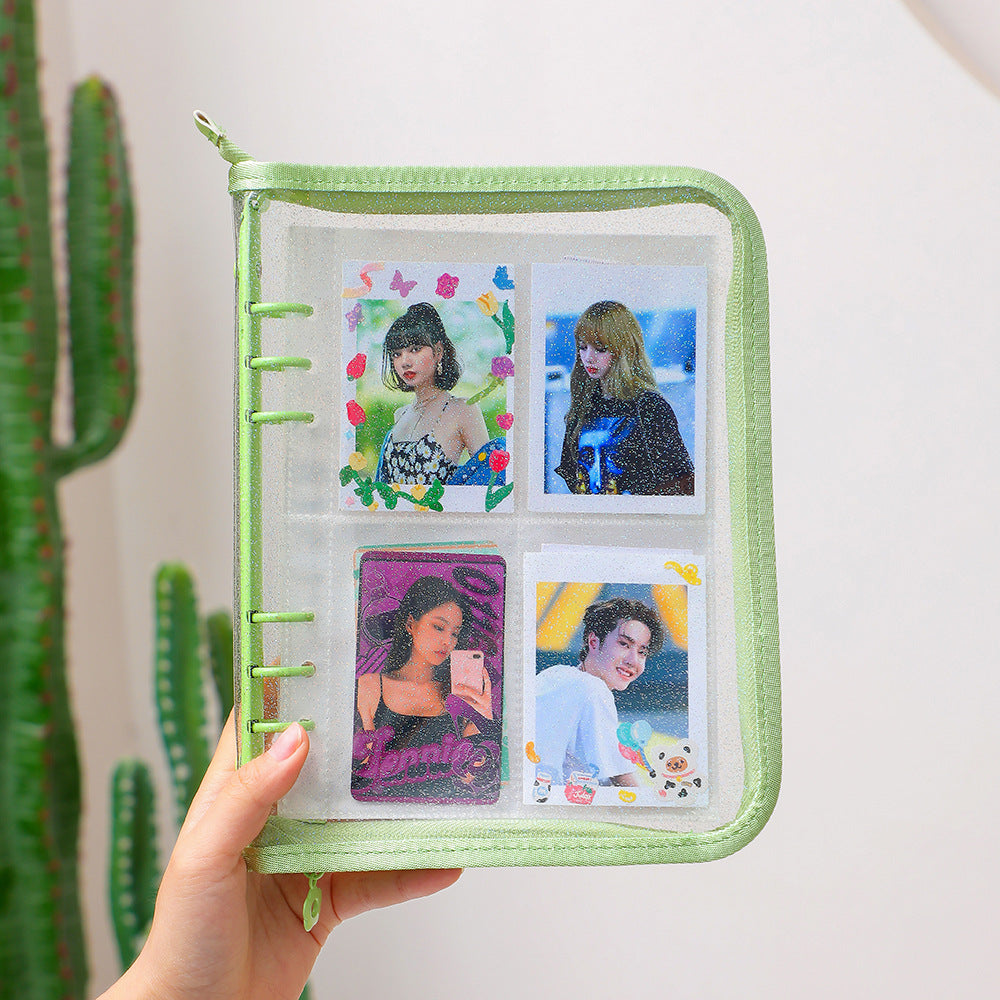 PHOTOCARD HOLDERS GLITTER BINDER A5 + 20 DOUBLE-SIDED PLASTIC SHEETS WITH 8 POCKETS EACH