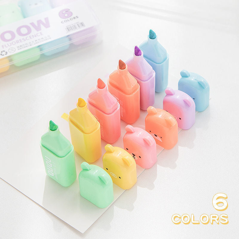 6 COLOR HIGHLIGHTER BRUSHES SET