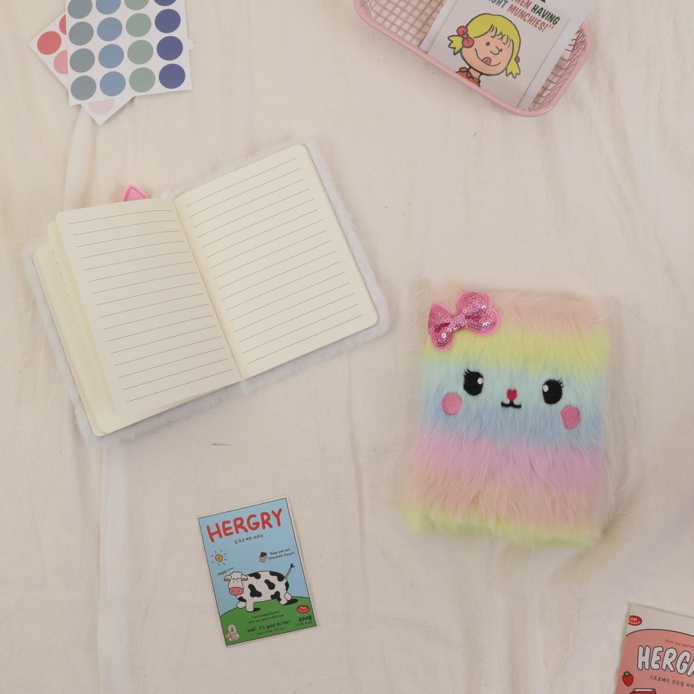 KAWAII NOTEBOOK WITH PLUSH COVER