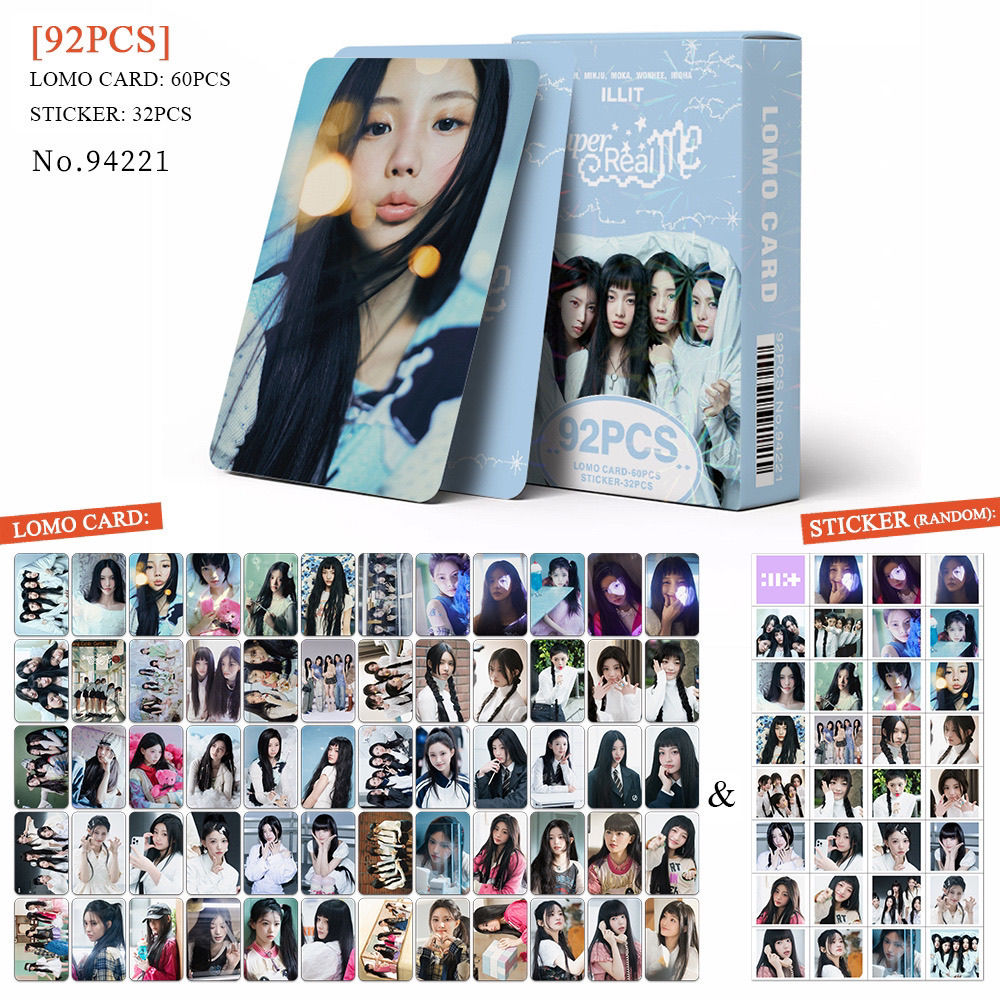 ILLIT SUPER REAL ME PHOTOCARDS 92 PCS(60 CARDS+ 32 STICKERS)