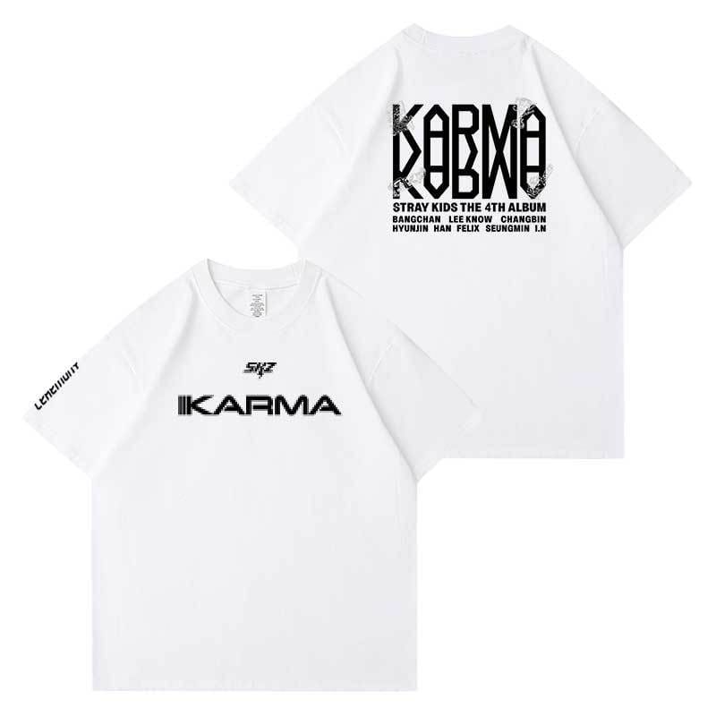 STRAY KIDS KARMA T SHIRTS 100% COTTON (WHITE COLOR)