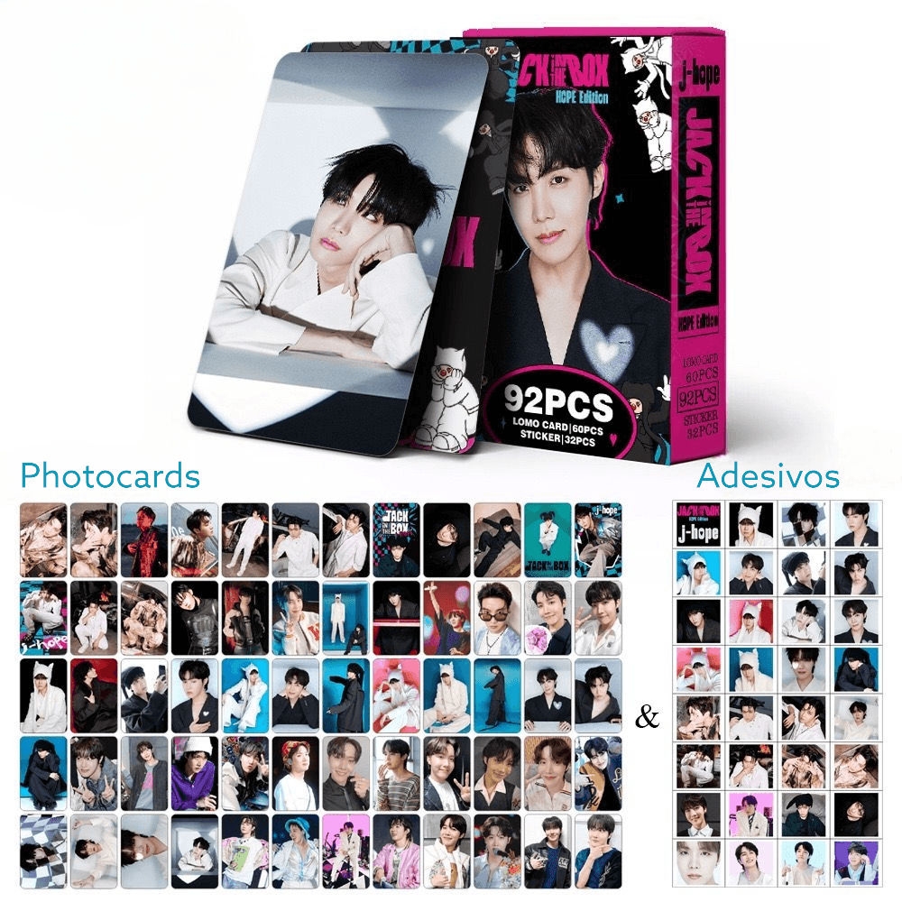 PHOTOCARDS JHOPE JACK IN THE BOX 92 PCS (60 PHOTOCARDS + 32 STICKERS)