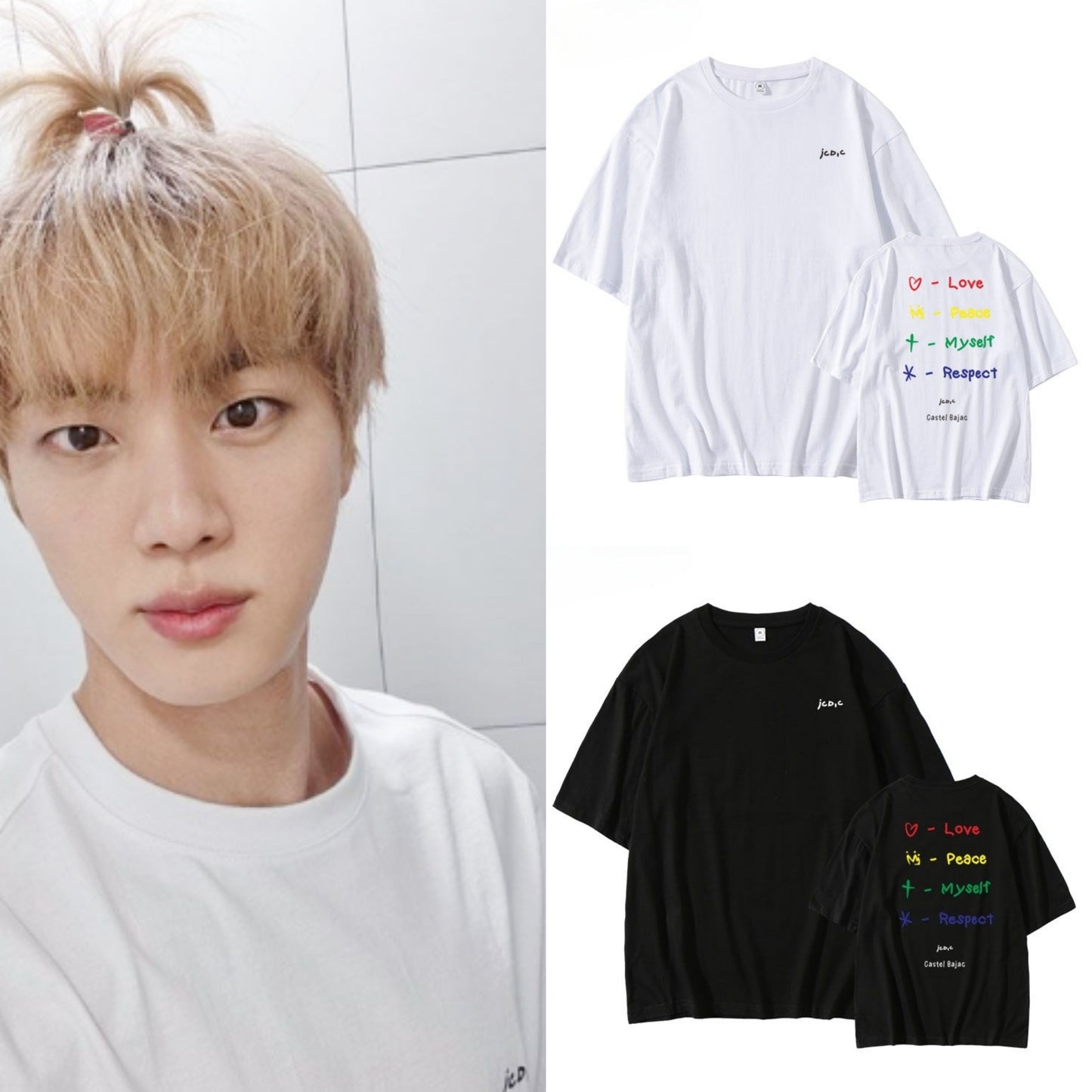 JIN T-SHIRT 100% COTTON  (white and black)