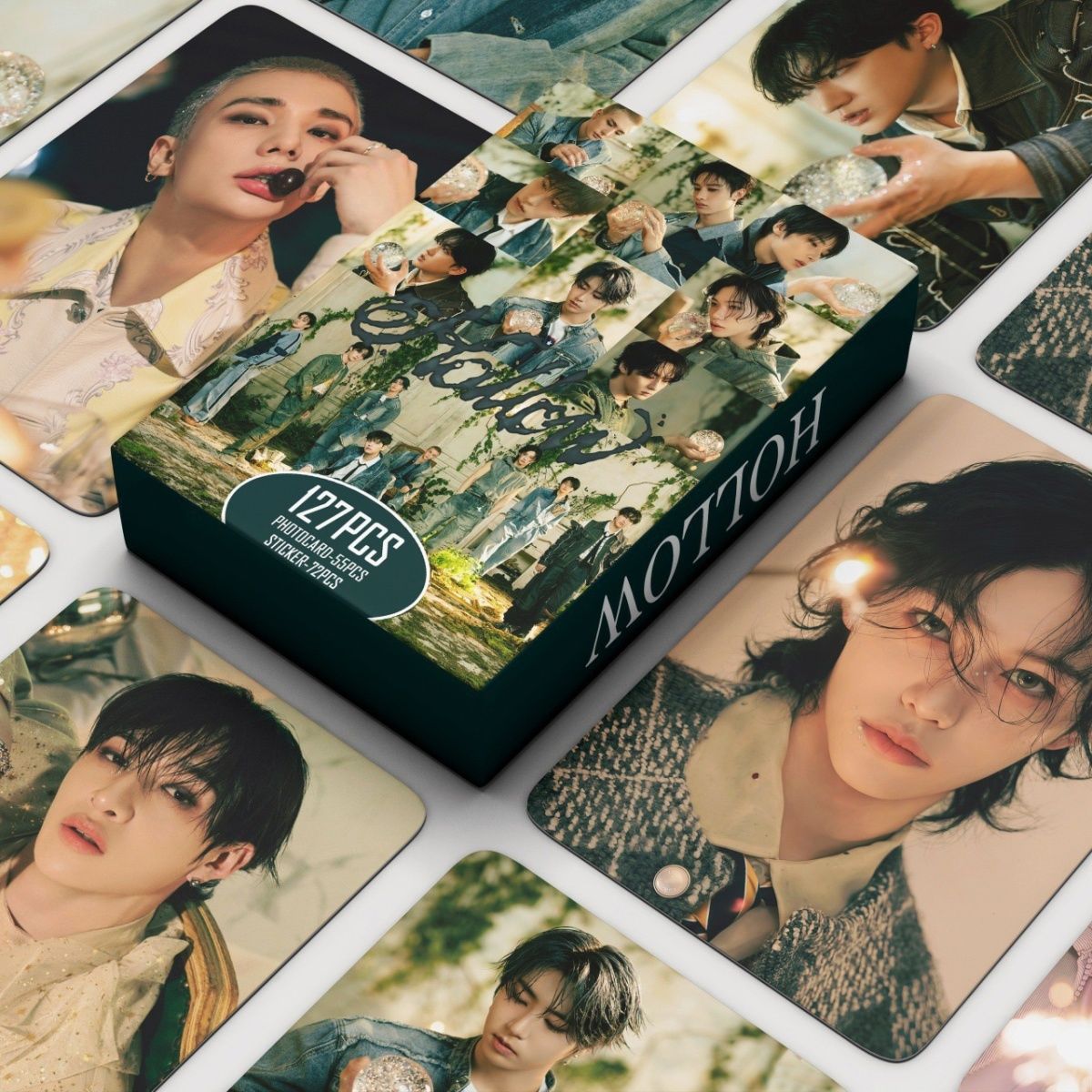 STRAY KIDS MERCH PHOTOCARDS HOLLOW KIT 127 PCS (55 PHOTOCARDS + 72 STICKERS)